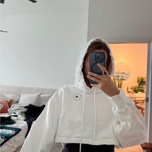 Adidas White Cropped Hoodie Jacket